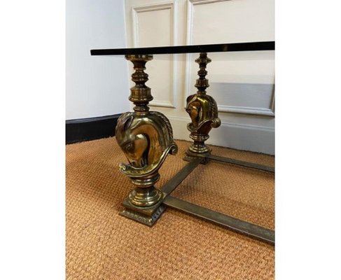 Bronze Coffee Table with Horse Heads-JG-1293749