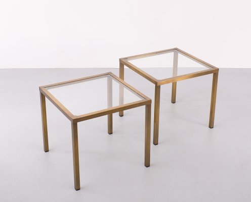 Bronze Color Square Side Tables, France, 1978, Set of 2-GCG-1759359