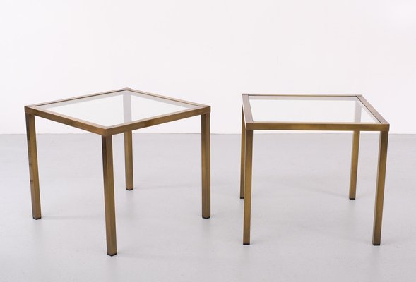 Bronze Color Square Side Tables, France, 1978, Set of 2-GCG-1759359