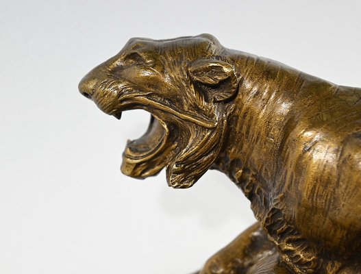 Bronze Combat de Tigres from E. Drouot, 1890s-RVK-1777907