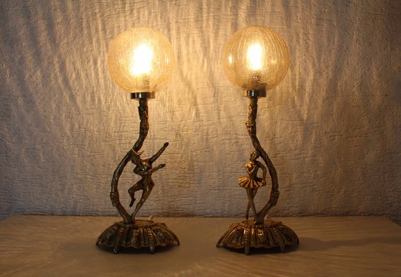 Bronze Commedia Dell Arte Table Lamps, Set of 2-BQF-1401253