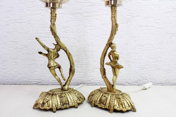 Bronze Commedia Dell Arte Table Lamps, Set of 2-BQF-1401253