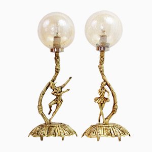 Bronze Commedia Dell Arte Table Lamps, Set of 2-BQF-1401253