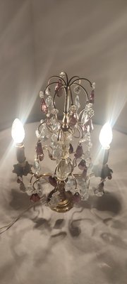 Bronze & Crystal Table Lamp, France, 1940s-RGF-1220731