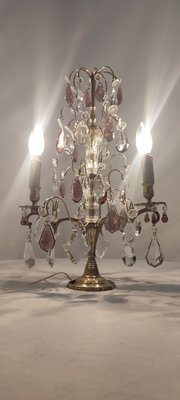 Bronze & Crystal Table Lamp, France, 1940s-RGF-1220731