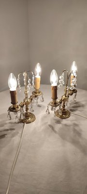 Bronze & Crystals Wall Lights, France, 1950s, Set of 2-RGF-1220729