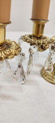 Bronze & Crystals Wall Lights, France, 1950s, Set of 2-RGF-1220729