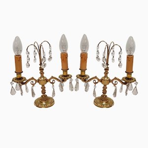 Bronze & Crystals Wall Lights, France, 1950s, Set of 2-RGF-1220729