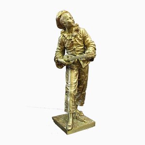 Bronze Depicting Pierrot in the Moonlight by Eutrope Bouret, 19th Century-BCR-1017521