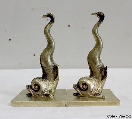 Bronze Dolphin Bookends, 19th Century, Set of 2-RVK-911157