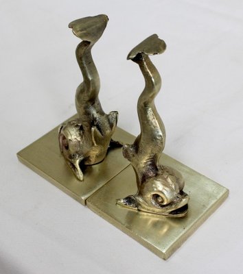 Bronze Dolphin Bookends, 19th Century, Set of 2-RVK-911157