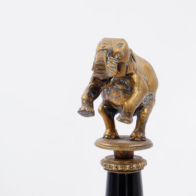 Bronze Elephants on Porcelain Columns with Bronze Borders by Wong Lee, Set of 2-NYF-2019212