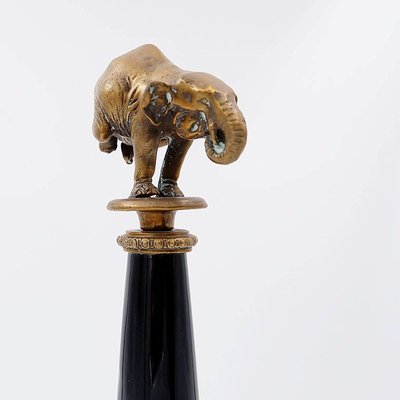 Bronze Elephants on Porcelain Columns with Bronze Borders by Wong Lee, Set of 2-JG-1785220