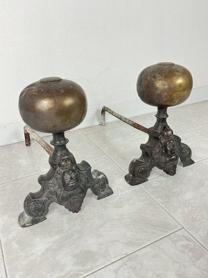 Bronze Fireplace Chimney Lighters, Italy, 1940s, Set of 2-YST-1793174