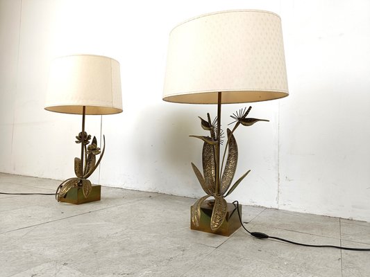 Bronze Flower Table Lamps, 1970s, Set of 2-IRH-1822747