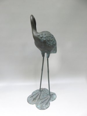 Bronze & Green Patinated Crane Sculptures, 1970s, Set of 2-EY-989533