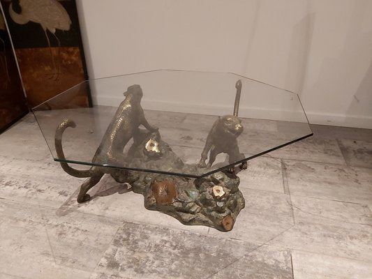 Bronze Jungle Scene Sculptural Table, 1960s-WBX-694301