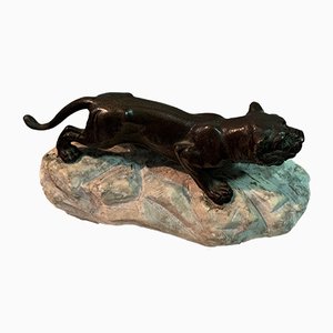 Bronze Lioness on Stone, 1930s-IKW-801003