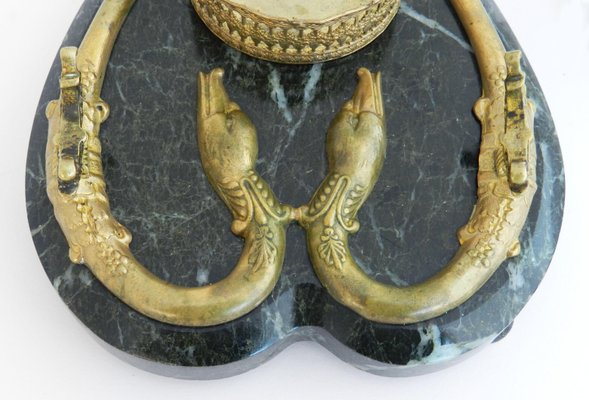 Bronze & Marble Serpent Inkstand, France, 1880s-ARU-1073195