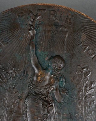 Bronze Medallion Courage Fatherland Morality Alphée Dubois After H. Chapu-QKG-1765006