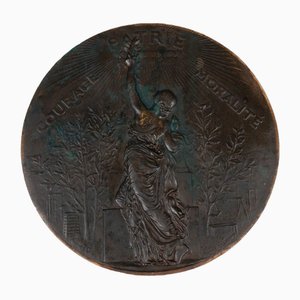 Bronze Medallion Courage Fatherland Morality Alphée Dubois After H. Chapu-QKG-1765006