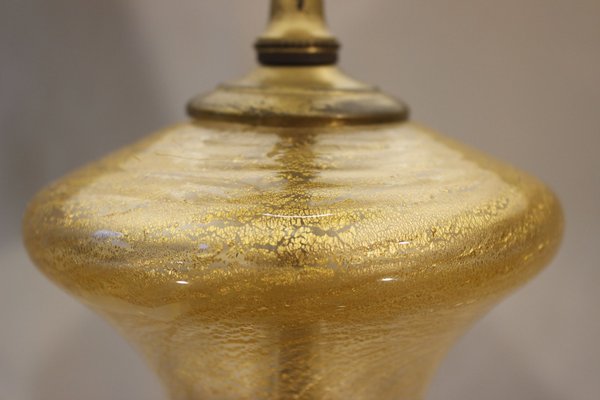 Bronze & Murano Blown Glass Lamp with Gold Inclusion, 1950s-WEQ-1143783