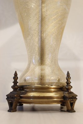 Bronze & Murano Blown Glass Lamp with Gold Inclusion, 1950s-WEQ-1143783