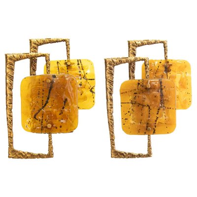 Bronze & Murano Glass Wall Sconces by Angelo Brotto for Esperia, 1960s, Set of 2-DEK-1368728