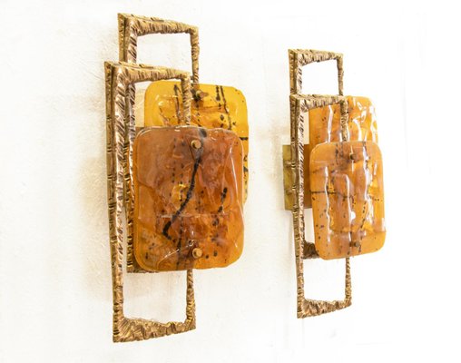 Bronze & Murano Glass Wall Sconces by Angelo Brotto for Esperia, 1960s, Set of 2-DEK-1368728