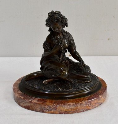 Bronze Patina Brune of Girl With Flowers, 20th Century-RVK-895735