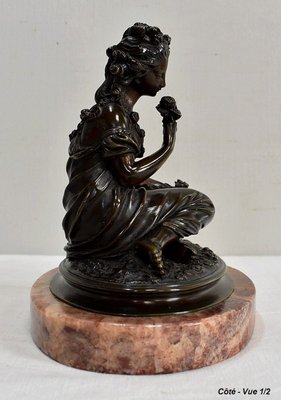 Bronze Patina Brune of Girl With Flowers, 20th Century-RVK-895735