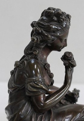 Bronze Patina Brune of Girl With Flowers, 20th Century-RVK-895735