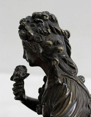 Bronze Patina Brune of Girl With Flowers, 20th Century-RVK-895735