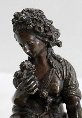 Bronze Patina Brune of Girl With Flowers, 20th Century-RVK-895735