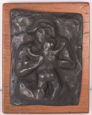 Bronze Plaque of Mother and Child by Manuel Martinez Hugué-AOI-1106703