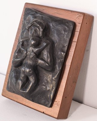 Bronze Plaque of Mother and Child by Manuel Martinez Hugué-AOI-1106703