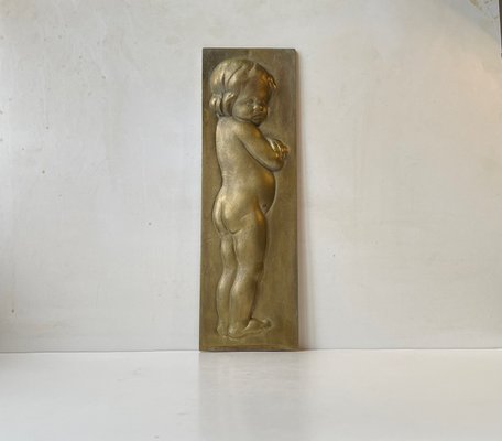 Bronze Relief Wall Plaque of Infant Girl, 1930s-LCR-1383540