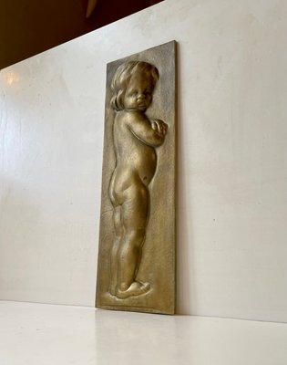 Bronze Relief Wall Plaque of Infant Girl, 1930s-LCR-1383540