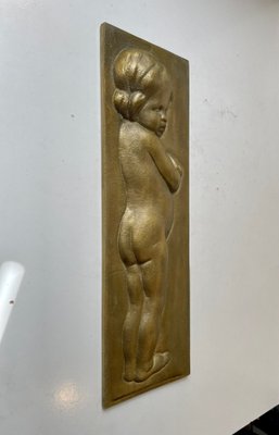 Bronze Relief Wall Plaque of Infant Girl, 1930s-LCR-1383540