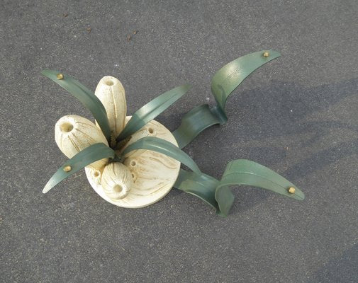 Bronze & Resin Organic Anemone Plant Coffee Table with Glass Top, 1970s-AWL-913001