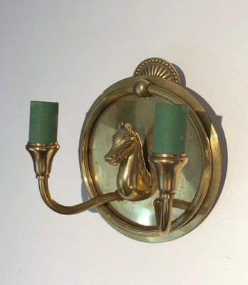 Bronze Sconces with Horse Heads from Maison Charles, Set of 2-BA-1365401