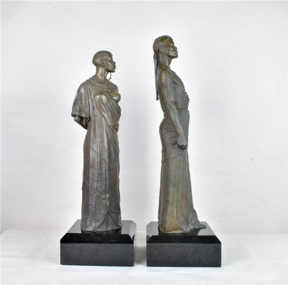 Bronze Sculptures, Maasai Couple, 20th Century, Set of 2-SYQ-847001