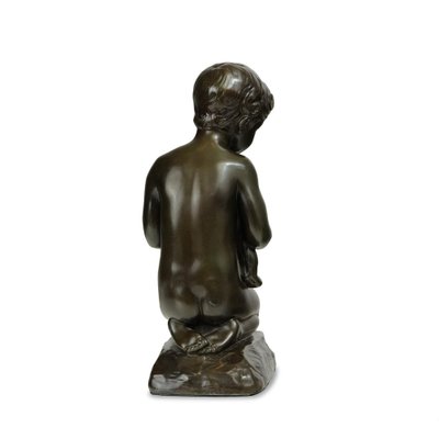 Bronze Sitting Boy with Teddy Bear by Elna Borch for Just Andersen, Denmark-GCQ-2036516