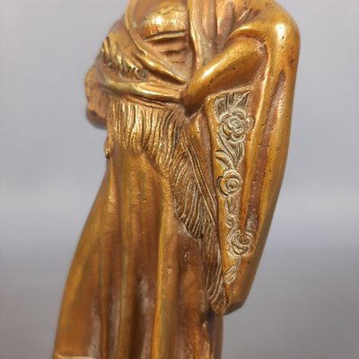 Bronze Statue of Female Dancer with Shawl on Marble Base, 1940s-PWG-2024724