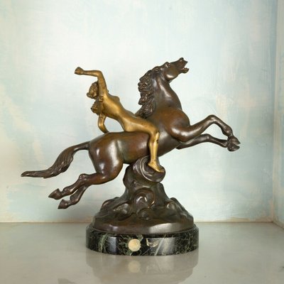 Bronze Statue of Horse with Woman, 1800s-ZLY-846958