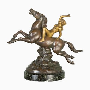 Bronze Statue of Horse with Woman, 1800s-ZLY-846958