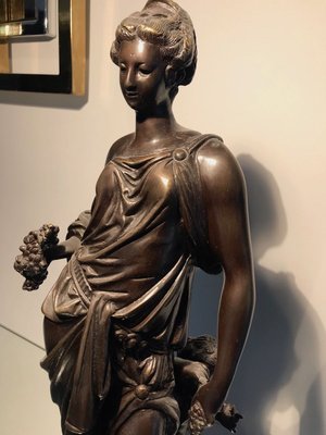 Bronze Statue with Black Marble Base by Auguste Moreau, 19th Century-XQY-843823