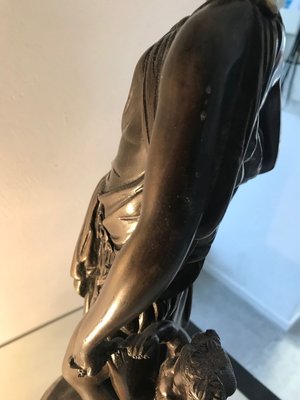 Bronze Statue with Black Marble Base by Auguste Moreau, 19th Century-XQY-843823