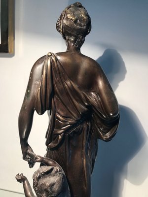 Bronze Statue with Black Marble Base by Auguste Moreau, 19th Century-XQY-843823