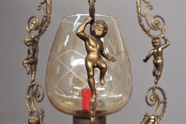 Bronze Suspension Chandelier with Angels, 1960s-KNM-1386383